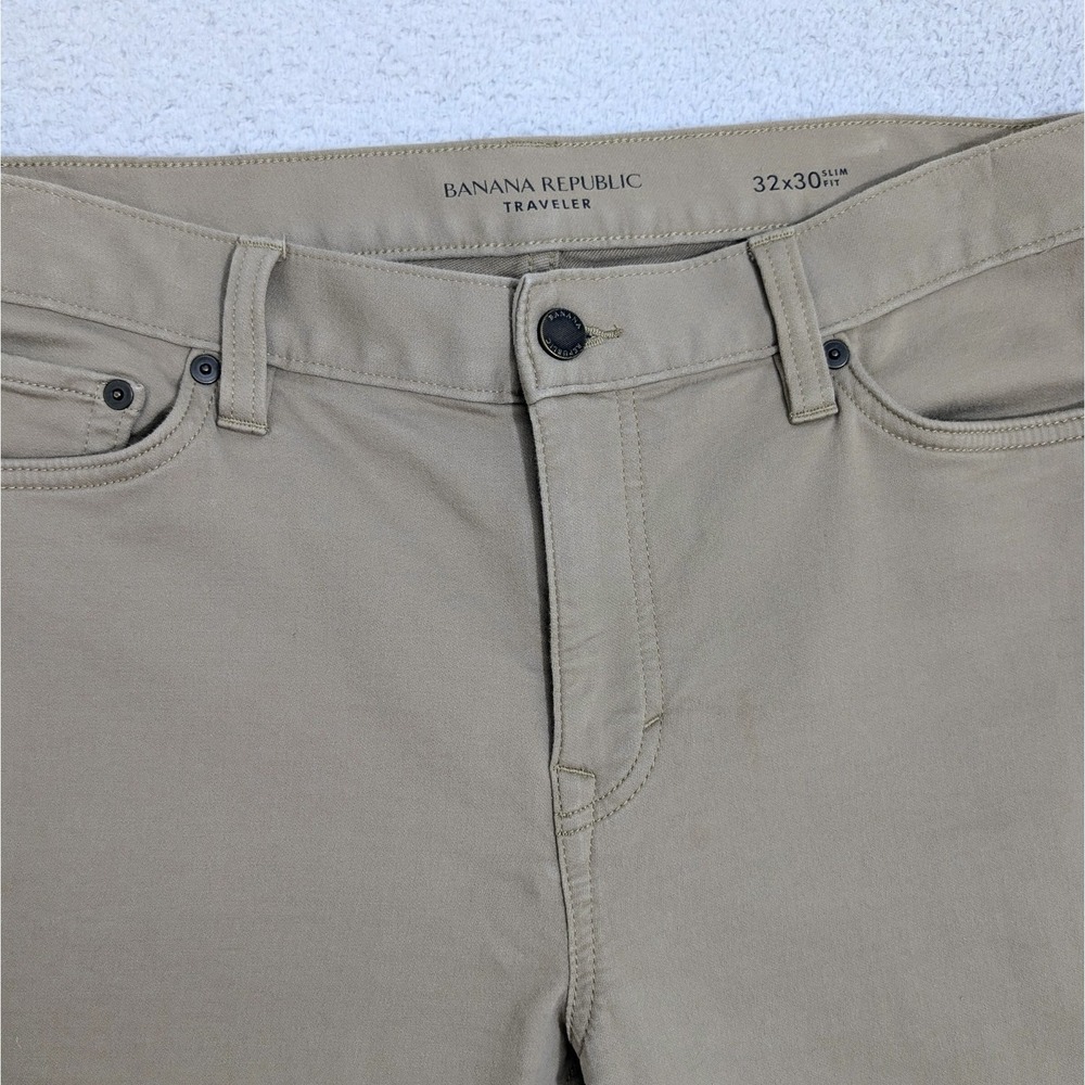 Banana Republic Mens Traveler Slim Fit Jeans Beige 32x30 Stretchy 5 Pocket
